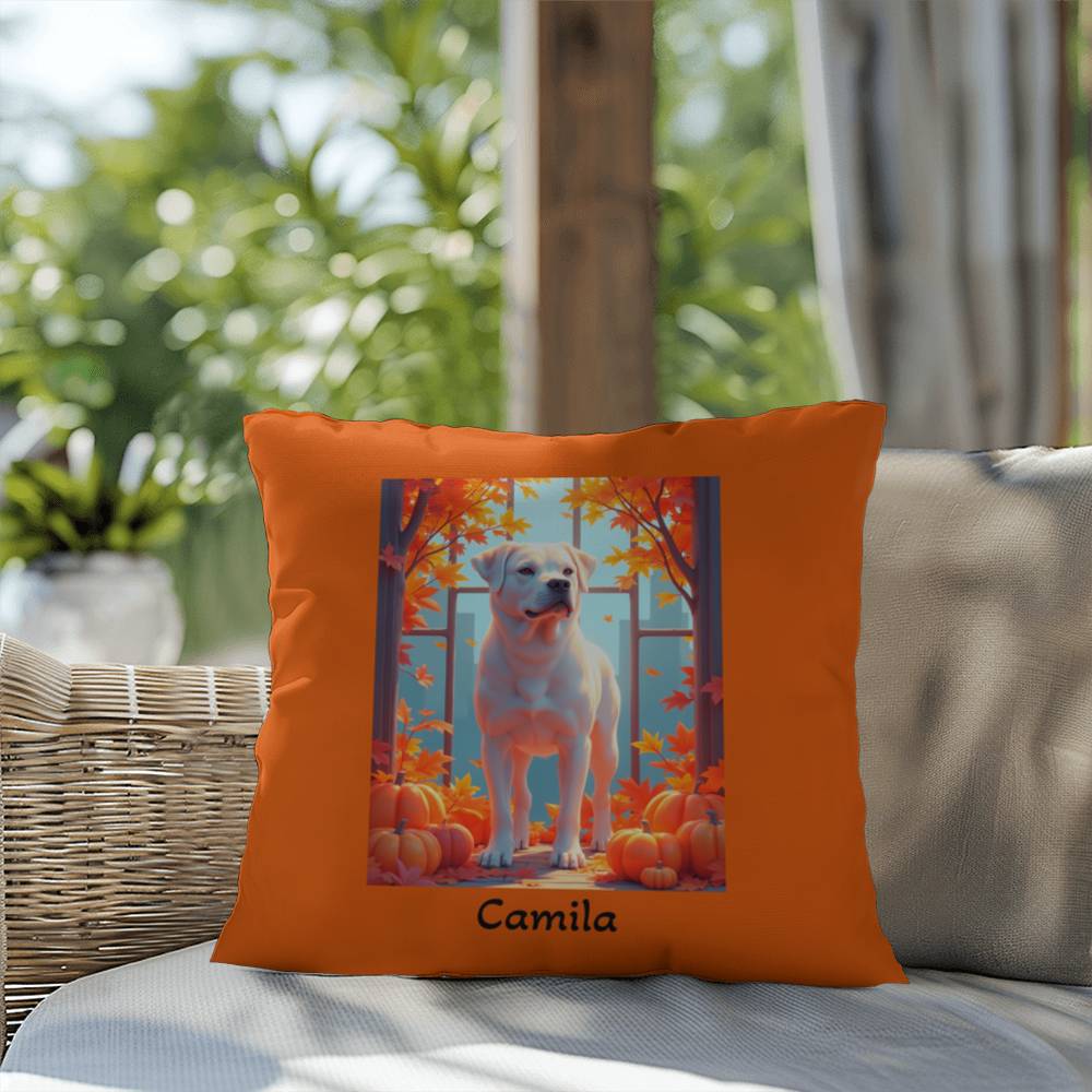 White Rottweiler pillow, personalized indoor outdoor dog cushion, water-resistant Rottie decor - MySisterIsASurvivor