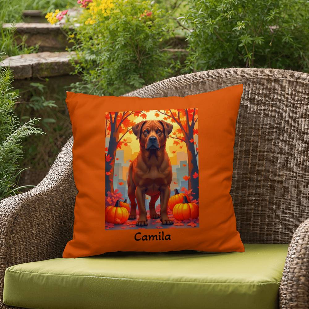 Rottweiler Red Coat Pillow, Durable Indoor Outdoor Dog Cushion, Personalized Pet Owner Gift
