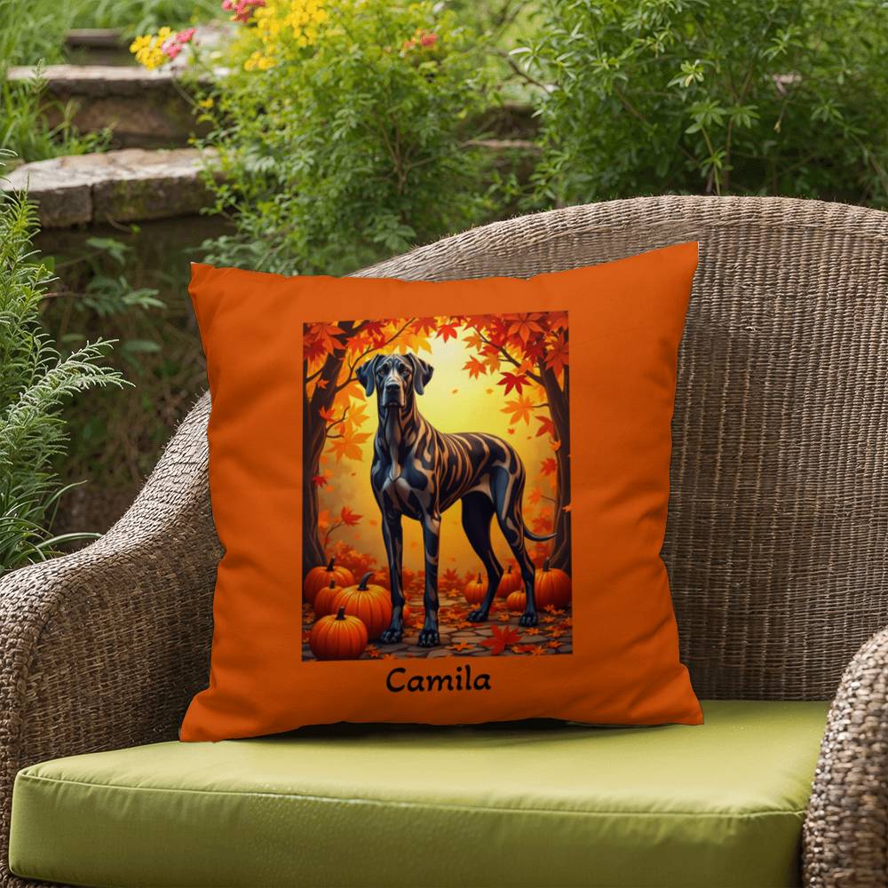 Great Dane Brindle Coat Throw Pillow, Personalized Indoor Outdoor Dog Cushion, Living Room Accent