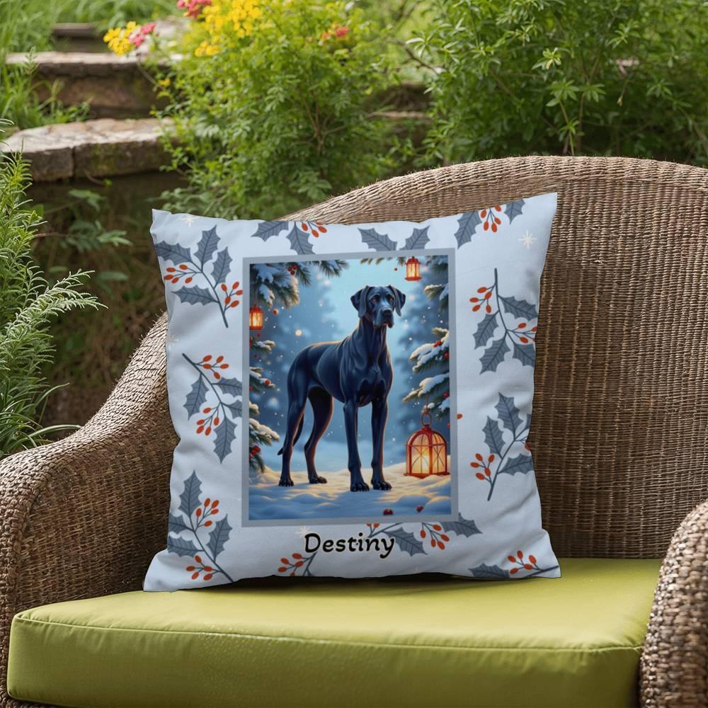 Shop our premium great dane blue winter throw pillow from MySisterIsASurvivor.