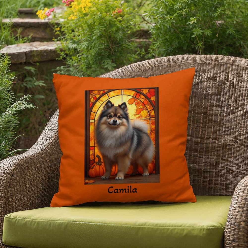 Wolf Sable Pomeranian indoor outdoor pillow, custom dog cushion, pet lover gift accent decor