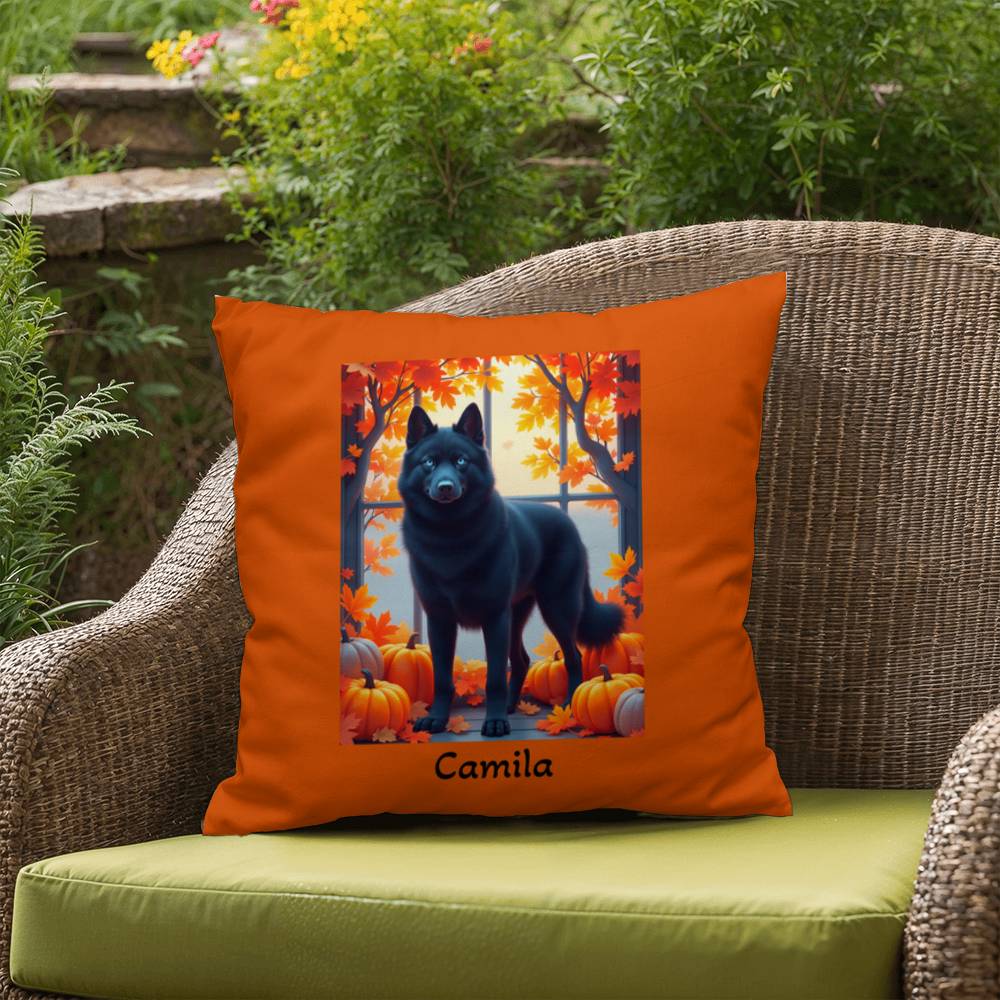 Black Siberian Husky pillow blue eyes, custom indoor outdoor Husky cushion for pet owners - MySisterIsASurvivor