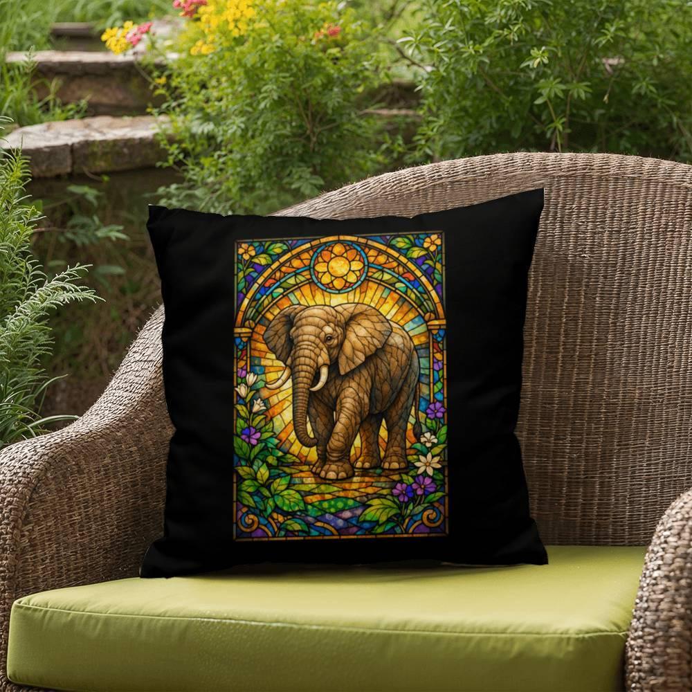 Shop our premium elephant stained glass style throw pillow from MySisterIsASurvivor.