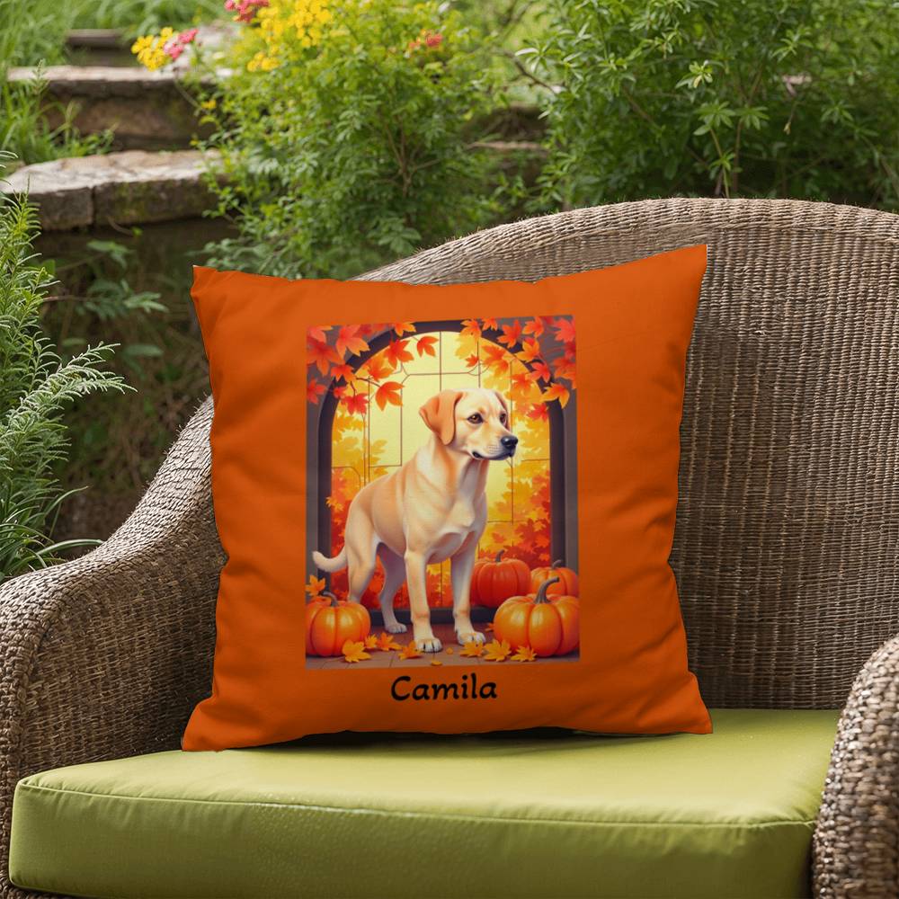 Yellow Labrador Retriever pillow, custom indoor outdoor lab cushion, cozy accent for pet lovers - MySisterIsASurvivor
