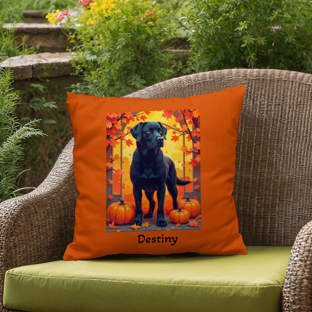 Black Labrador Retriever pillow, personalized indoor outdoor dog cushion for lab lovers - MySisterIsASurvivor