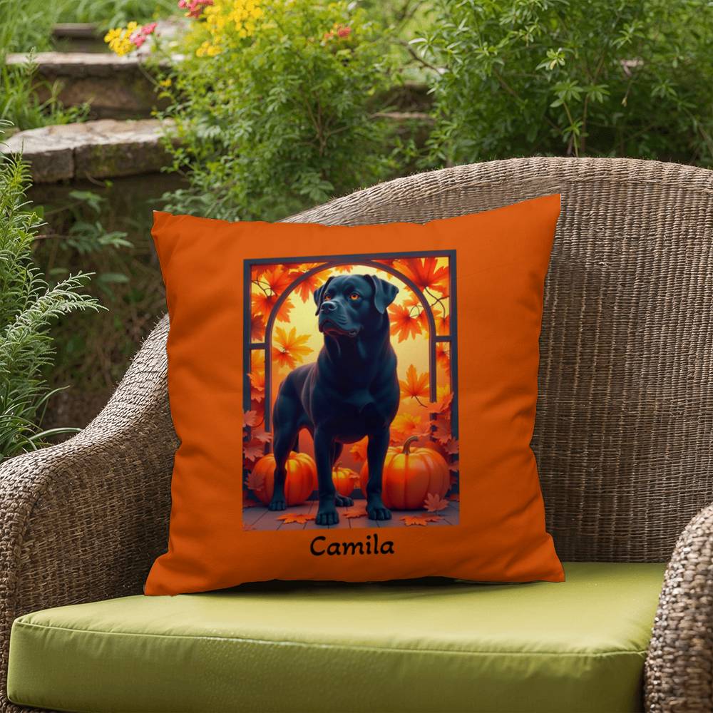 Black Rottweiler pillow, personalized indoor outdoor dog cushion for Rottie home accent - MySisterIsASurvivor
