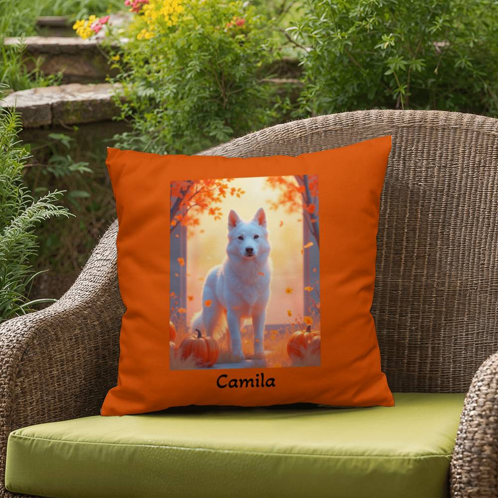 White German Shepherd pillow, personalized indoor outdoor GSD cushion, durable accent - MySisterIsASurvivor