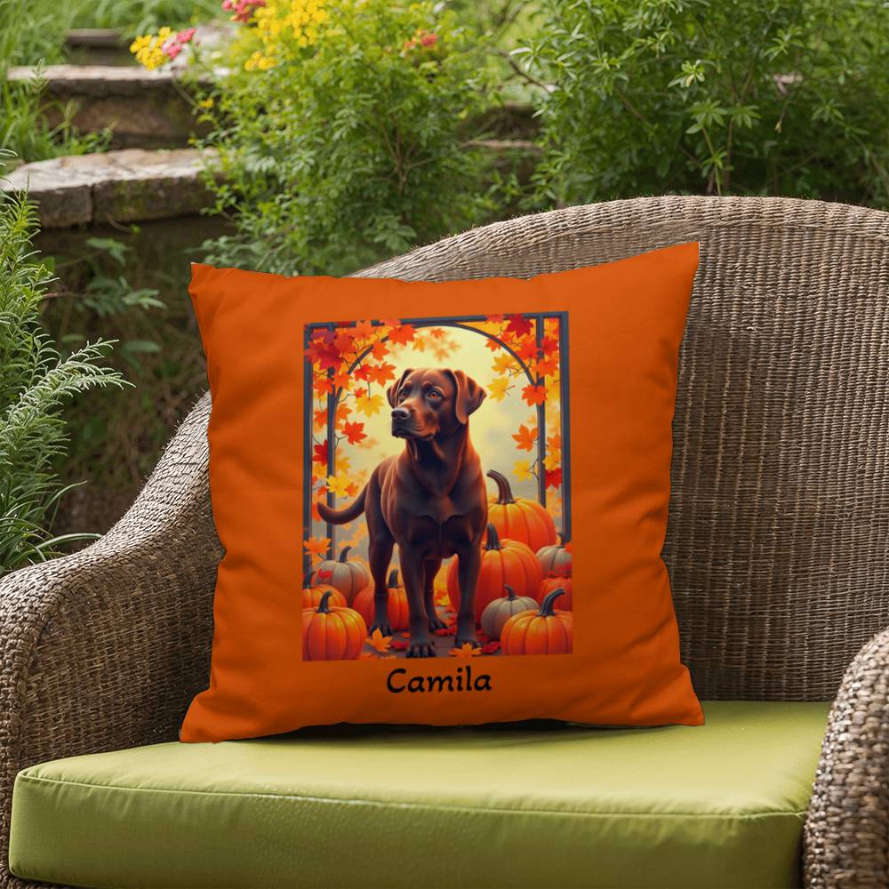 Chocolate Labrador Retriever pillow, personalized indoor outdoor lab dog cushion, home accent - MySisterIsASurvivor