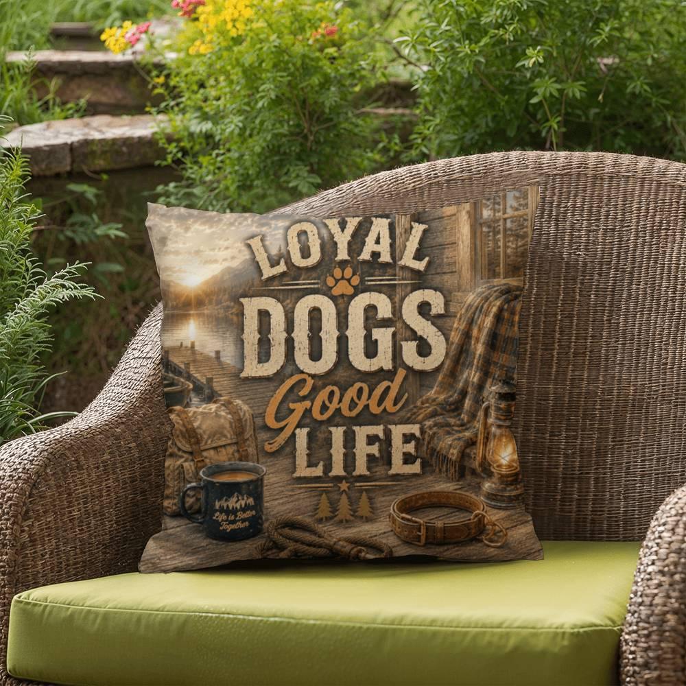 Shop our premium loyal dogs good life throw pillow from MySisterIsASurvivor.
