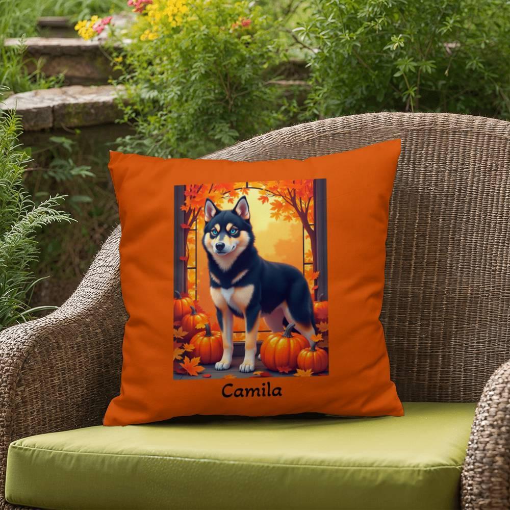 Shop our premium black and tan husky blue eyes indoor outdoor pillow from MySisterIsASurvivor.
