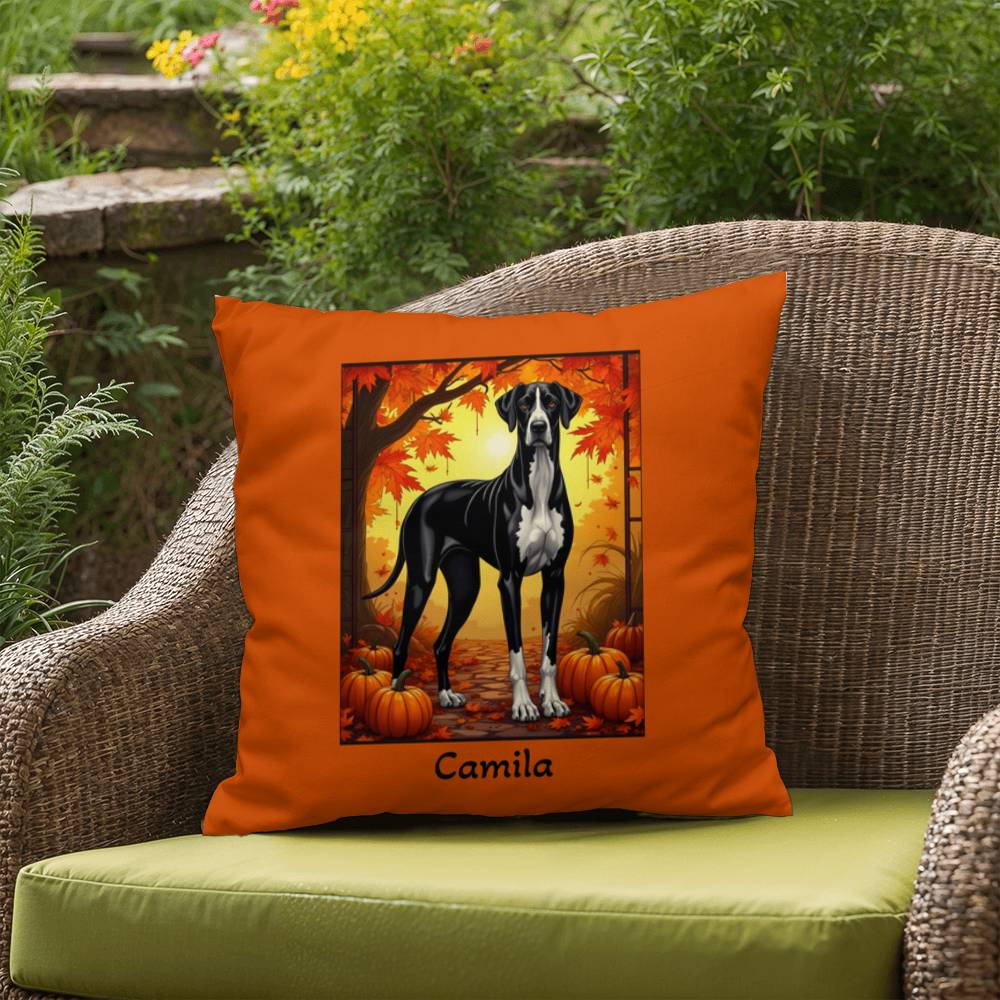 Great Dane Mantle Coat Throw Pillow, Personalized Indoor Outdoor Dog Cushion, Home Decor Accent