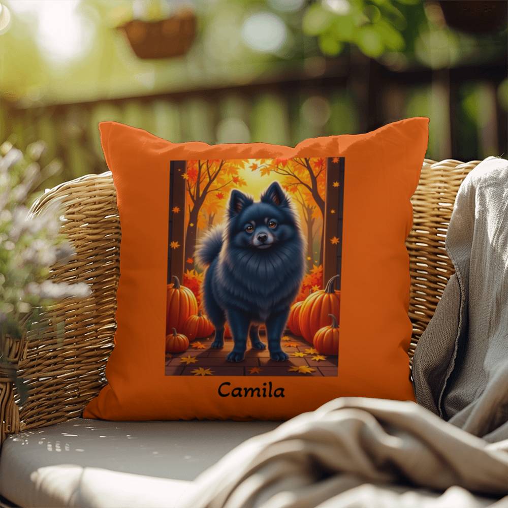 Blue Pomeranian indoor outdoor pillow, custom dog cushion, cute pet lover accent throw pillow