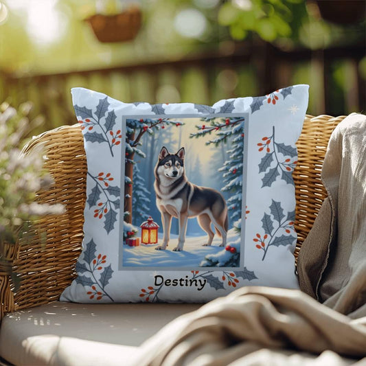 Shop our husky wolf grey winter throw pillow featuring the 18" x 18" style option from MySisterIsASurvivor.