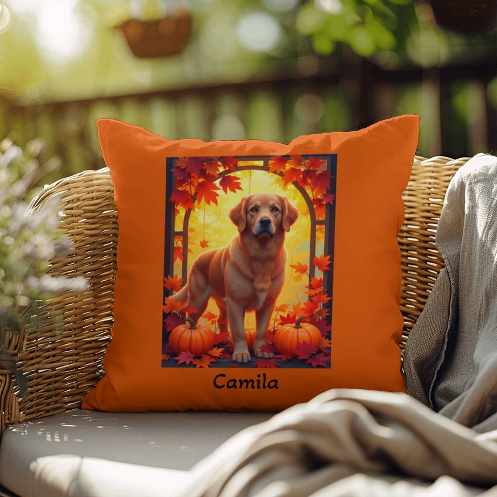 Dark Golden Retriever pillow, custom indoor outdoor dog cushion, water-resistant accent - MySisterIsASurvivor