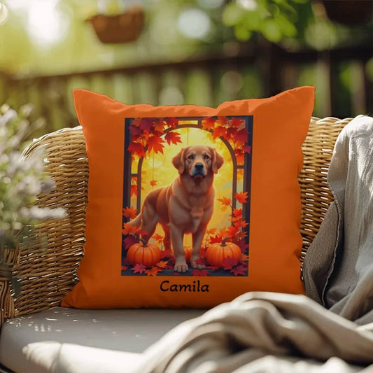 Shop our dark golden golden retriever indoor outdoor pillow featuring the 18" x 18" style option from MySisterIsASurvivor.