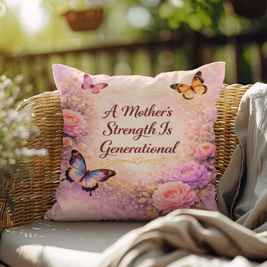 Shop our a mothers strength is generational throw pillow featuring the 18" x 18" style option from MySisterIsASurvivor.