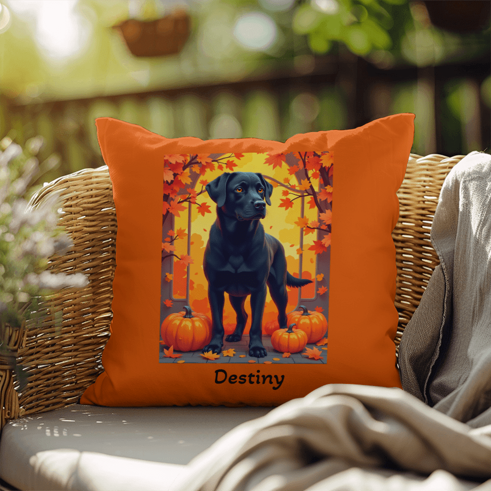 Black Labrador Retriever pillow, personalized indoor outdoor dog cushion for lab lovers - MySisterIsASurvivor