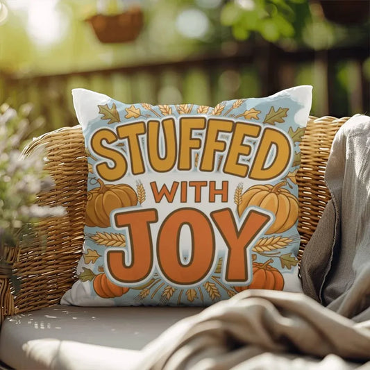 Shop our stuffed with joy indoor outdoor pillow featuring the 18" x 18" style option from MySisterIsASurvivor.