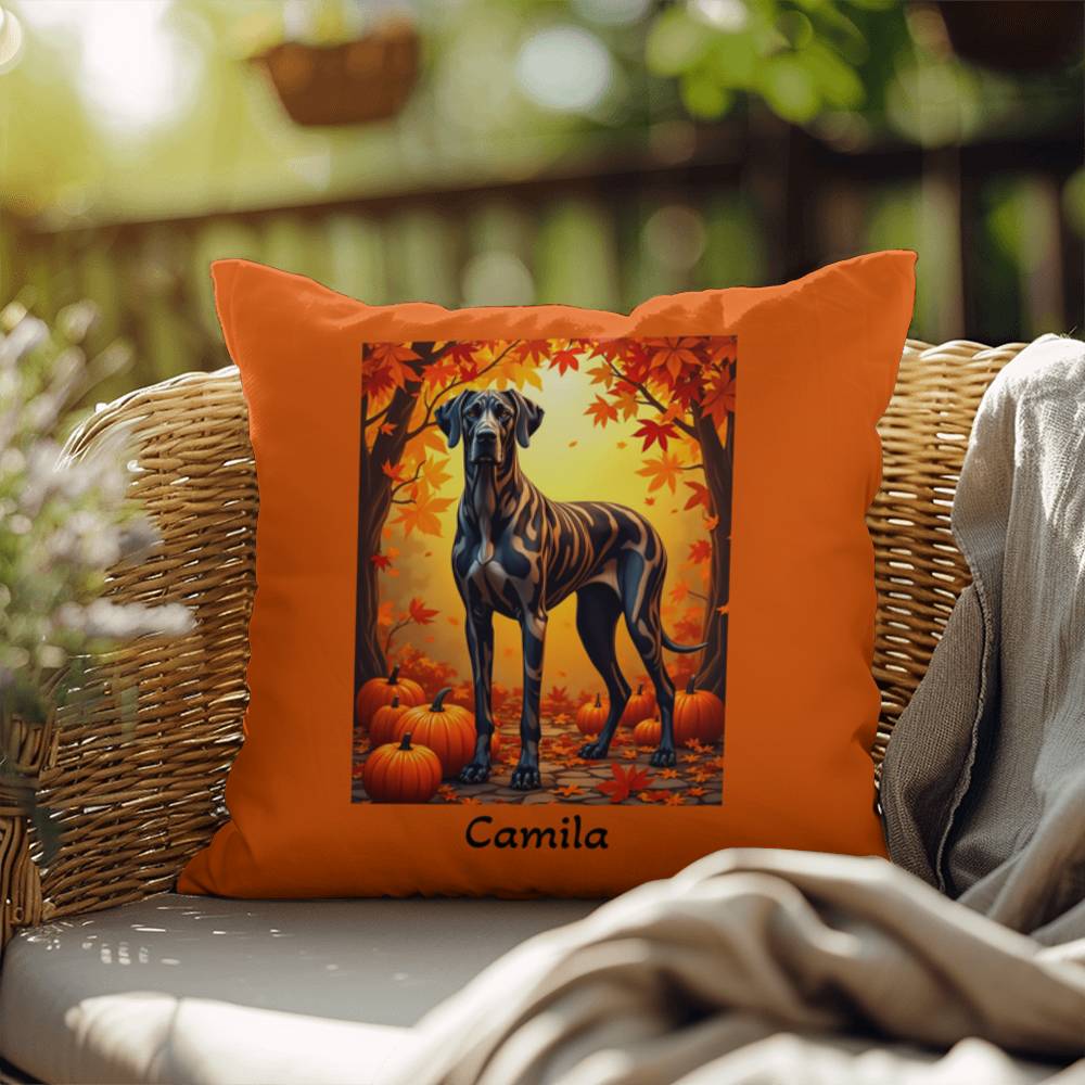Great Dane Brindle Coat Throw Pillow, Personalized Indoor Outdoor Dog Cushion, Living Room Accent