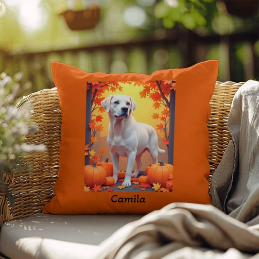 Shop our labrador retriever white indoor outdoor pillow 1 featuring the 18" x 18" style option from MySisterIsASurvivor.