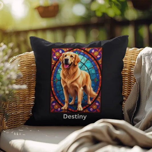 Shop our classic golden retriever indoor outdoor pillow featuring the 18" x 18" style option from MySisterIsASurvivor.