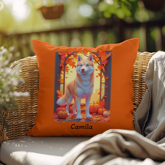 Shop our light red siberian husky blue eyes indoor outdoor pillow featuring the 18" x 18" style option from MySisterIsASurvivor.