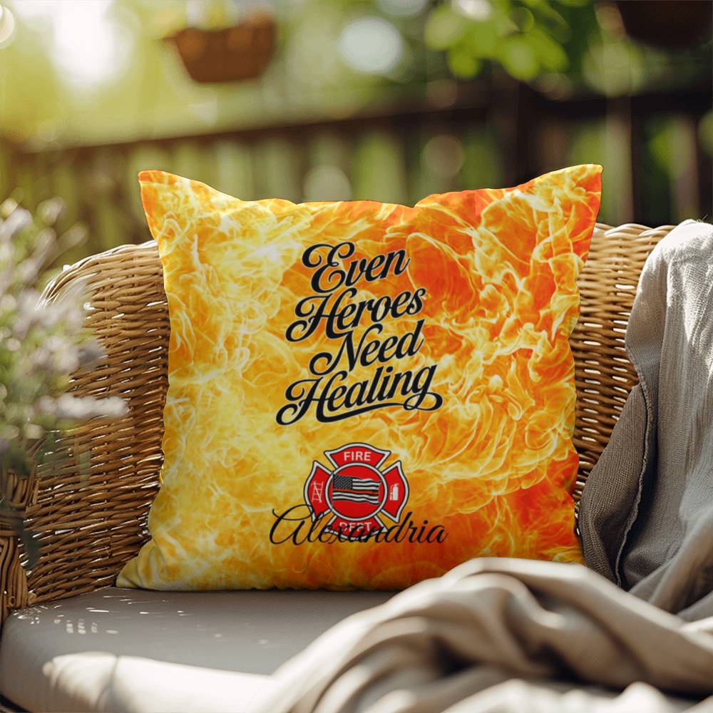 A pillow designed for first responders, offering support and encouraging healing, recognizing that even heroes need time to recover.