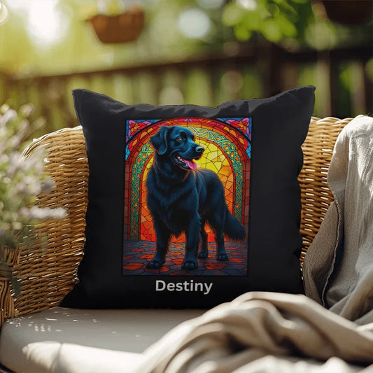 Shop our black golden retriever indoor outdoor pillow featuring the 18" x 18" style option from MySisterIsASurvivor.