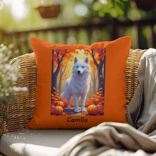 Shop our white siberian husky indoor outdoor pillow featuring the 18" x 18" style option from MySisterIsASurvivor.