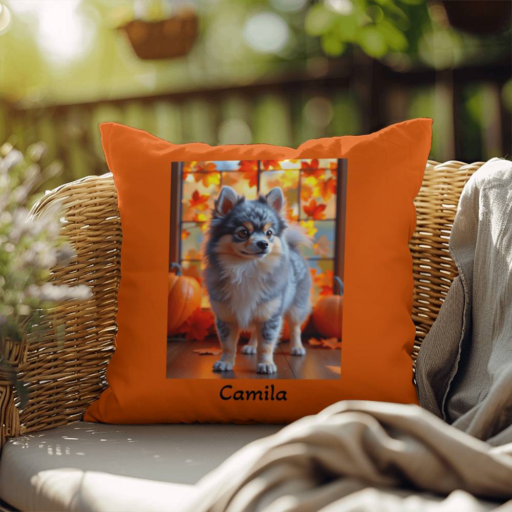 Blue Merle and Tan Pomeranian indoor outdoor pillow, personalized dog cushion, pet lover decor