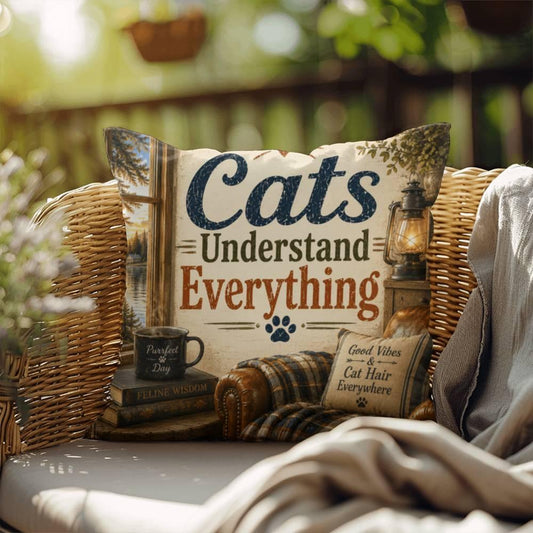 Shop our cats understand everything throw pillow featuring the 18" x 18" style option from MySisterIsASurvivor.