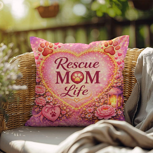 Shop our rescue mom life throw pillow featuring the 18" x 18" style option from MySisterIsASurvivor.