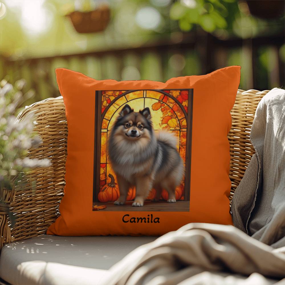 Wolf Sable Pomeranian indoor outdoor pillow, custom dog cushion, pet lover gift accent decor