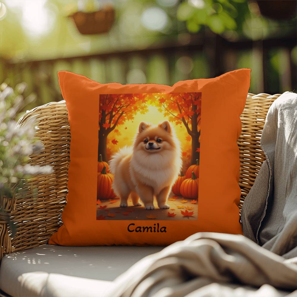 Cream Sable Pomeranian indoor outdoor pillow, custom dog cushion, pet lover accent throw pillow