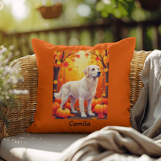 Shop our cream golden retriever indoor outdoor pillow featuring the 18" x 18" style option from MySisterIsASurvivor.