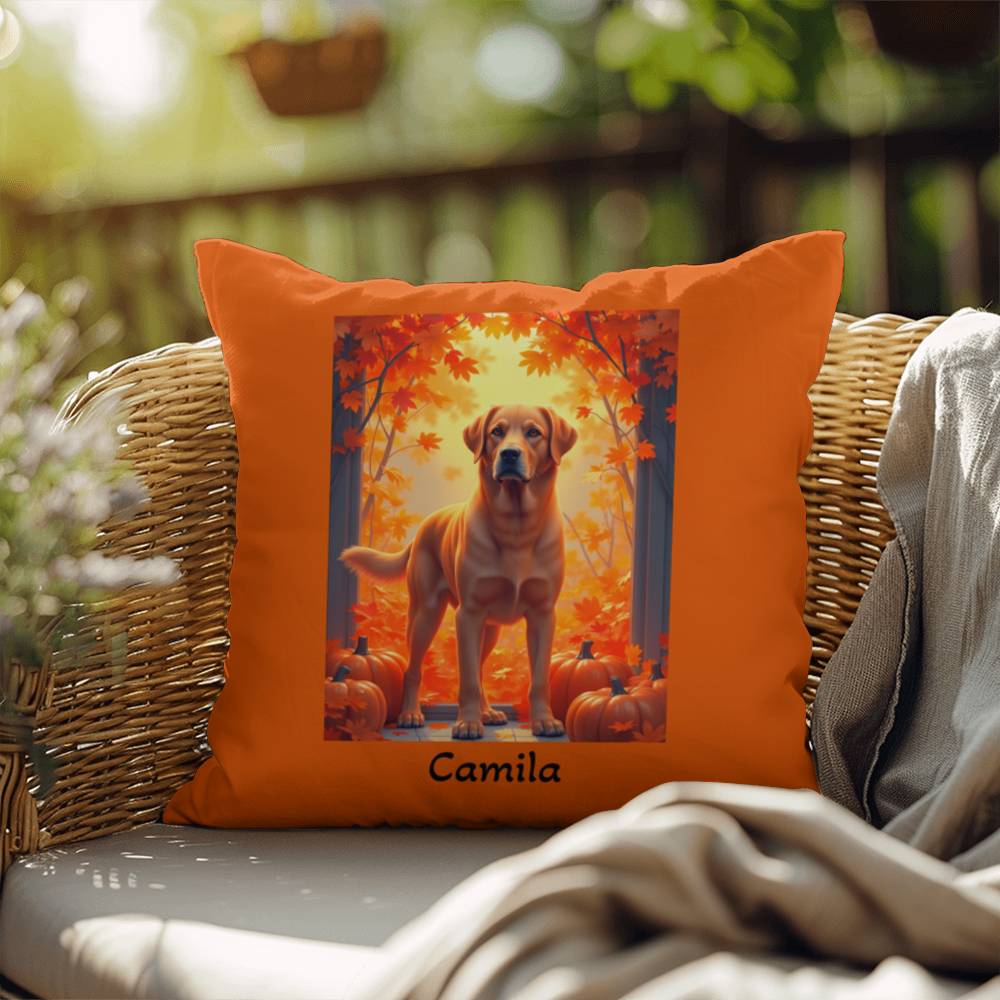 Fox Red Labrador Retriever pillow, personalized indoor outdoor lab cushion, soft home accent - MySisterIsASurvivor