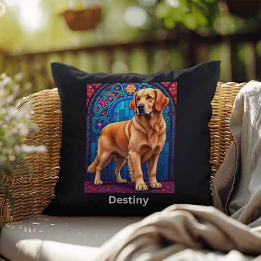 Shop our light golden retriever indoor outdoor pillow featuring the 18" x 18" style option from MySisterIsASurvivor.