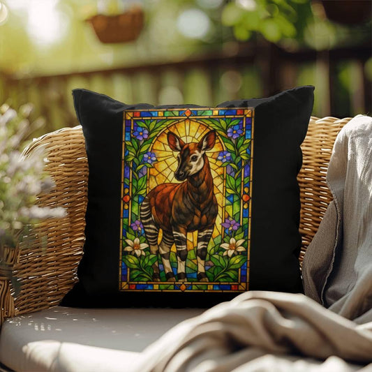 Shop our okapi stained glass style throw pillow featuring the 18" x 18" style option from MySisterIsASurvivor.