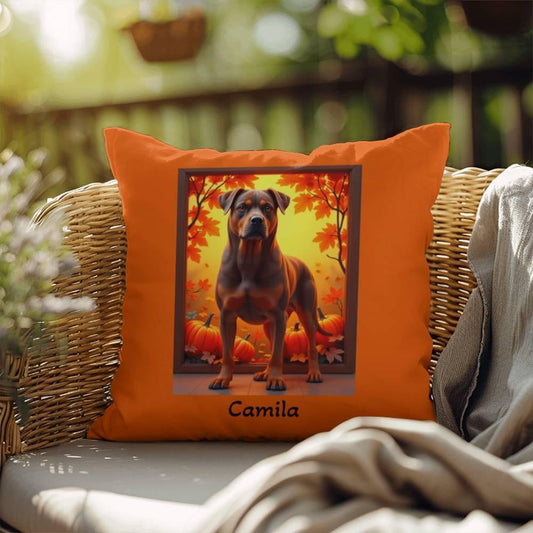Shop our chocolate and tan rottweiler indoor outdoor pillow featuring the 18" x 18" style option from MySisterIsASurvivor.
