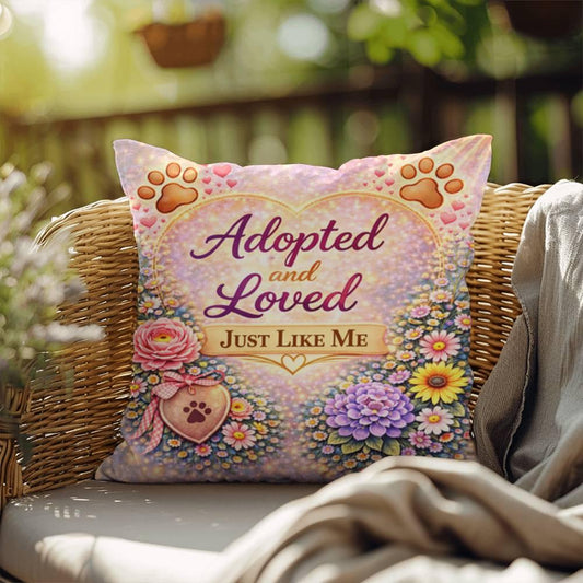 Shop our adopted and loved just like me throw pillow featuring the 18" x 18" style option from MySisterIsASurvivor.