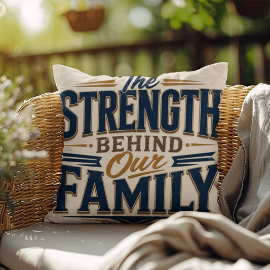 Shop our the strength behind our family throw pillow featuring the 18" x 18" style option from MySisterIsASurvivor.