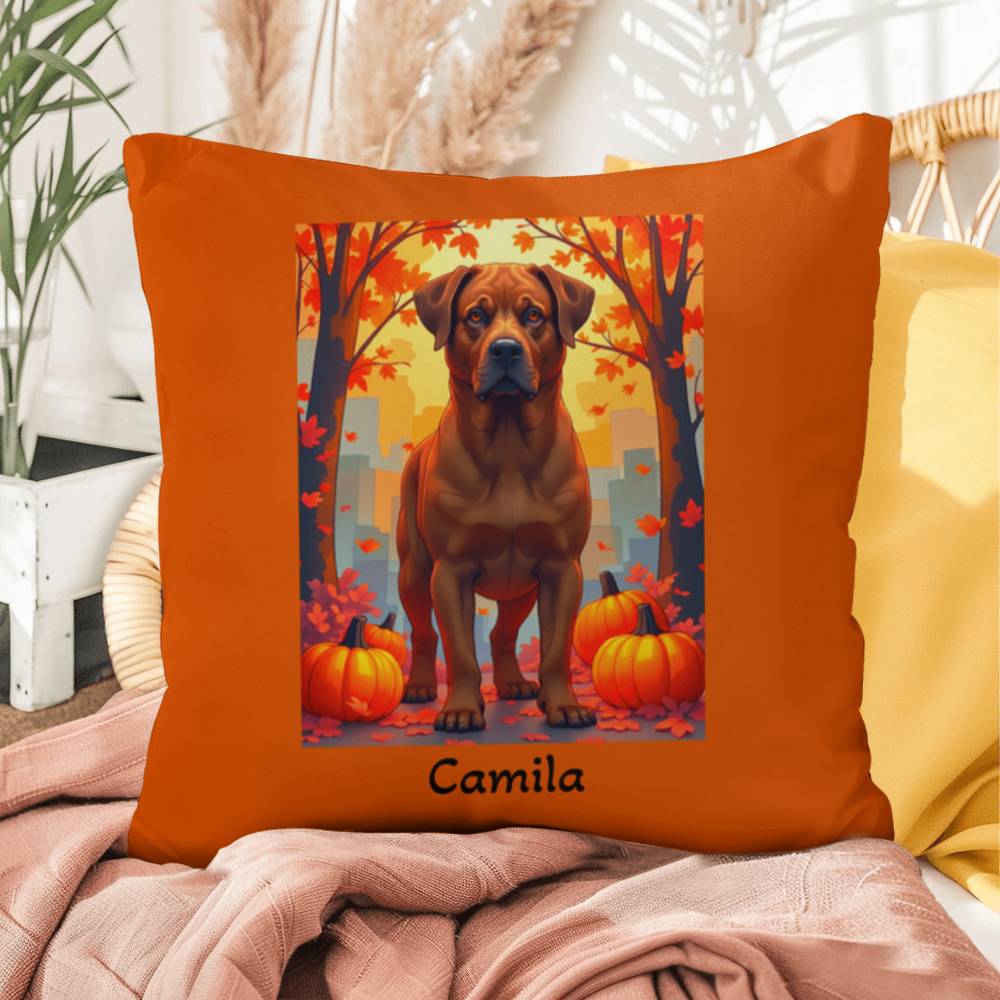 Rottweiler Red Coat Pillow, Durable Indoor Outdoor Dog Cushion, Personalized Pet Owner Gift