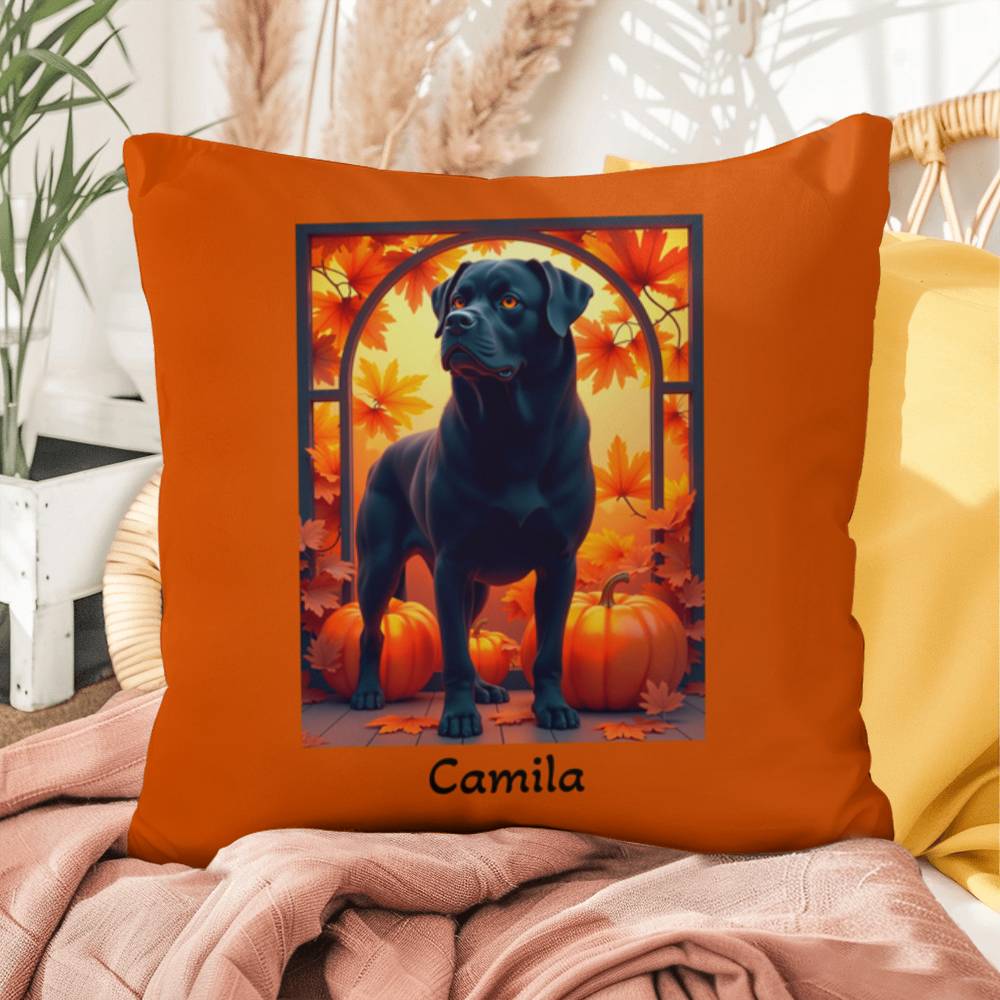 Black Rottweiler pillow, personalized indoor outdoor dog cushion for Rottie home accent - MySisterIsASurvivor