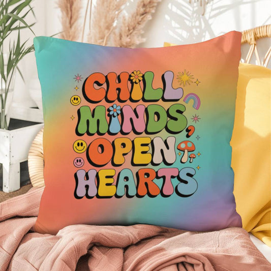 Chill Minds Open Hearts personalized pillow, indoor outdoor therapy cushion decor - MySisterIsASurvivor