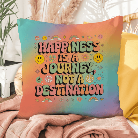 Happiness Is a Journey personalized indoor outdoor pillow mindful home decor - MySisterIsASurvivor