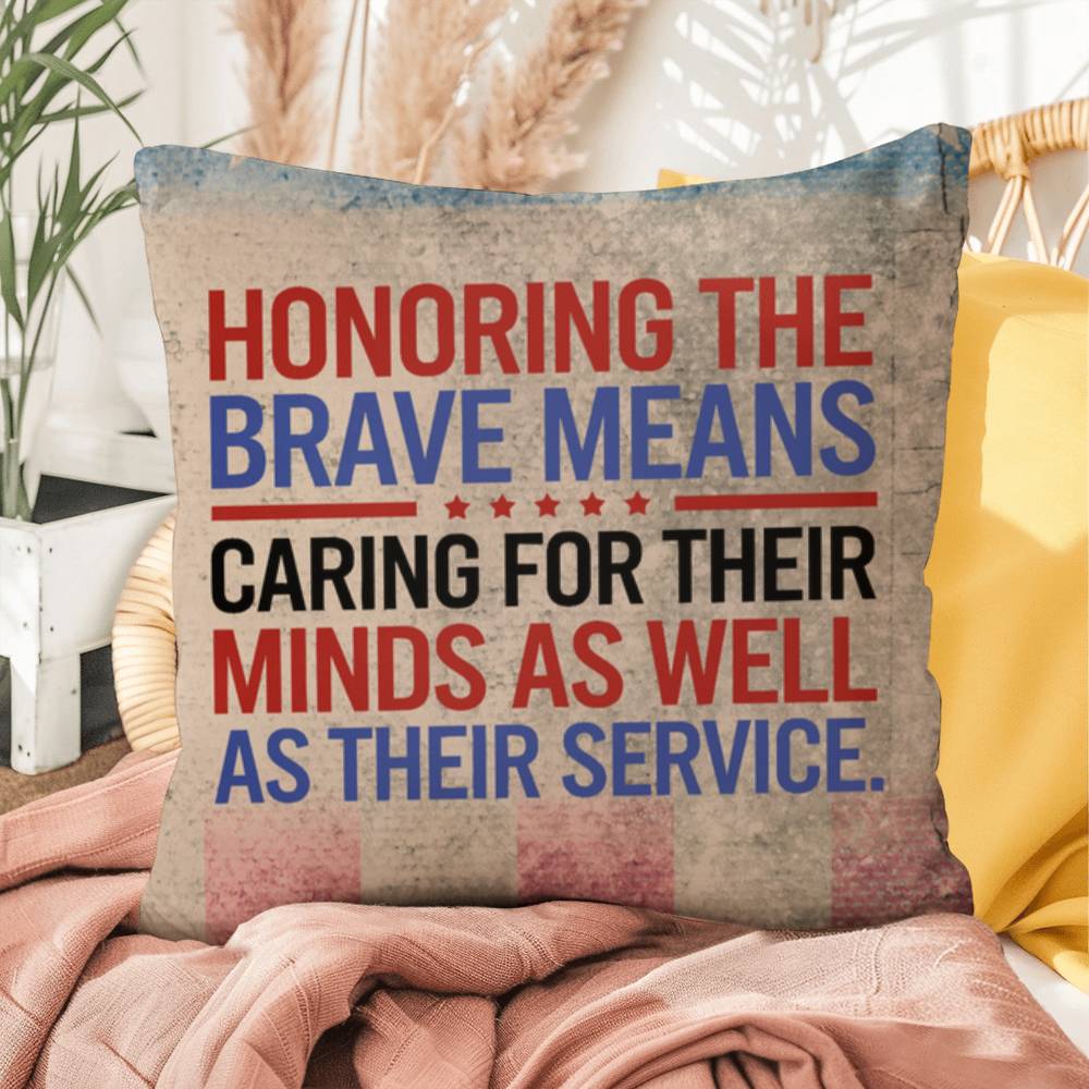 Honoring the Brave personalized outdoor pillow honoring veterans, PTSD warriors, and Memorial Day tribute