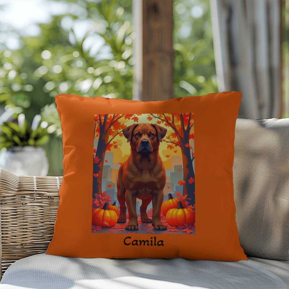 Rottweiler Red Coat Pillow, Durable Indoor Outdoor Dog Cushion, Personalized Pet Owner Gift