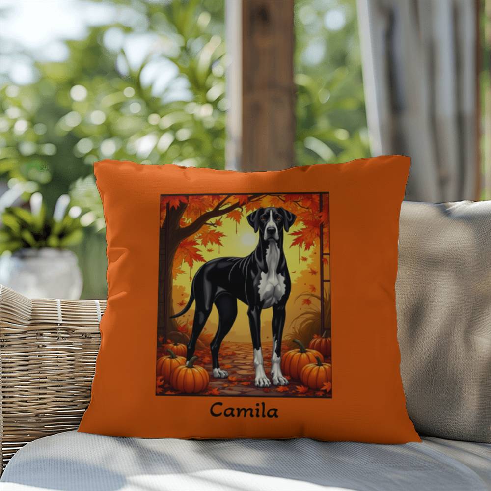 Great Dane Mantle Coat Throw Pillow, Personalized Indoor Outdoor Dog Cushion, Home Decor Accent