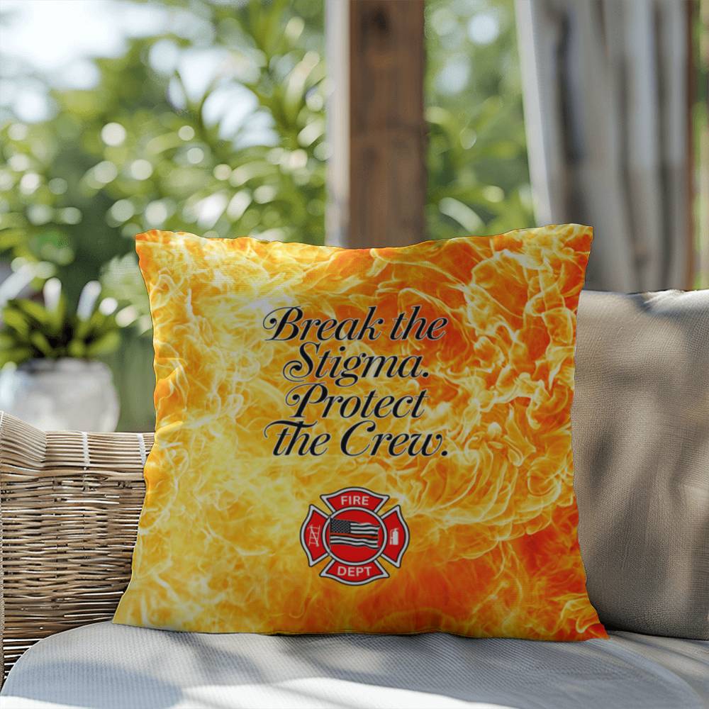 A custom pillow design encouraging mental health awareness for first responders. Designed to break the stigma and support the crew.