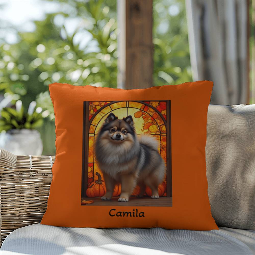 Wolf Sable Pomeranian indoor outdoor pillow, custom dog cushion, pet lover gift accent decor